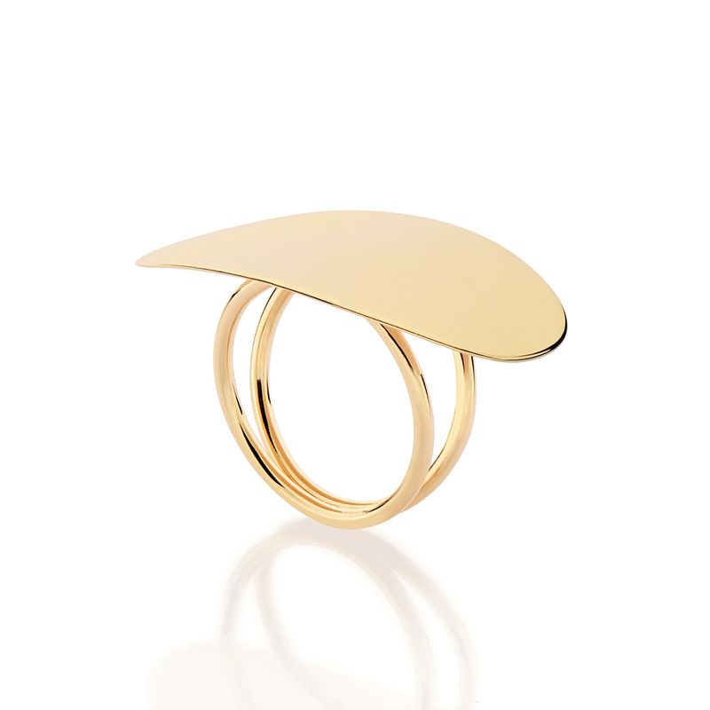 Anillo Maxi Doble Ovalado Chapado en Oro de 18k