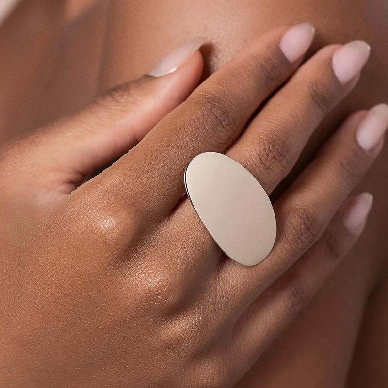 Anillo Maxi Doble Ovalado Chapado en Oro de 18k