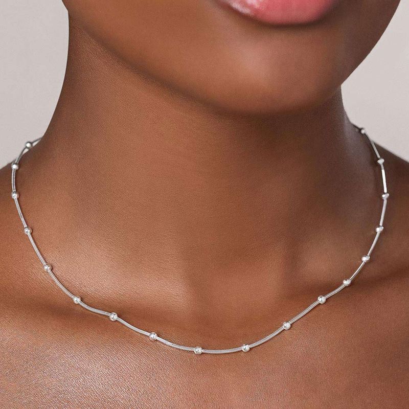 GARGANTILHA VENEZIANA COM BOLAS DE PRATA MACIÇA 925