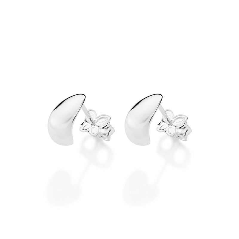 Pendientes de media luna en forma de lágrima en plata de ley 925 maciza.