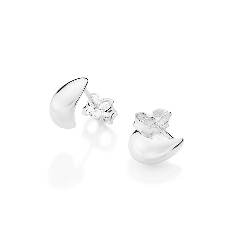 Pendientes de media luna en forma de lágrima en plata de ley 925 maciza.