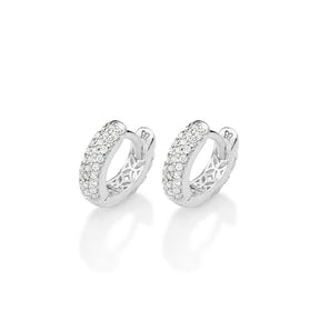 Pendientes de aro de plata de ley 925 maciza con circonitas cúbicas