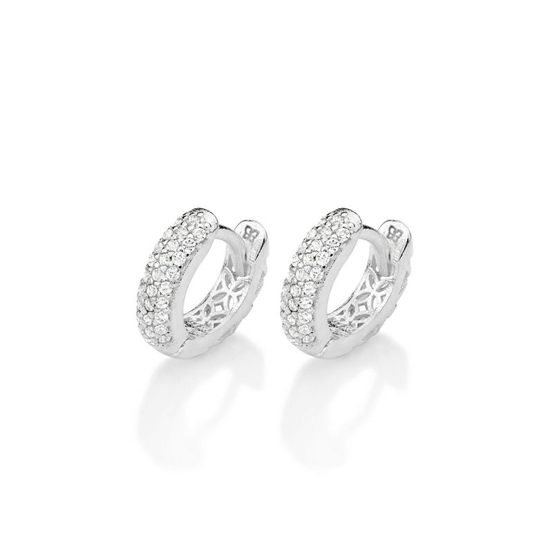 Pendientes de aro de plata de ley 925 maciza con circonitas cúbicas